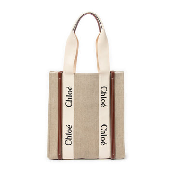 Chloe Woody Tote Canvas With Leather