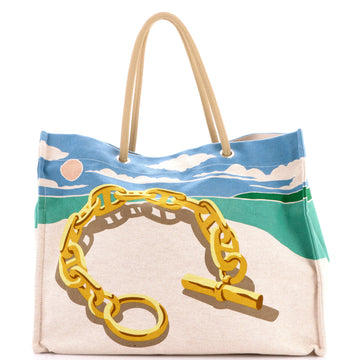Hermes Beach Bag Printed Canvas