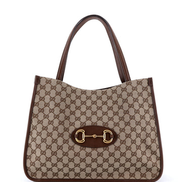 Gucci Horsebit Tote Gg Canvas With