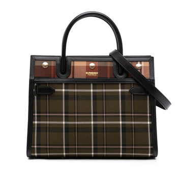 Burberry Small Wool Tartan Title Satchel