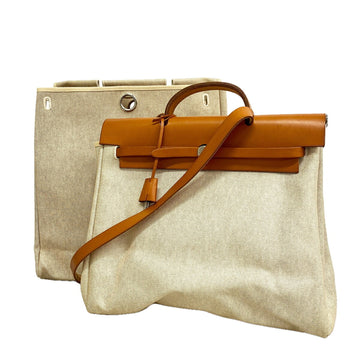 Hermes Herbag Toile And Leather Mm