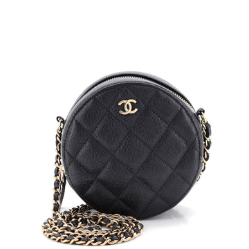 Chanel Round Clutch With Chain Quilted