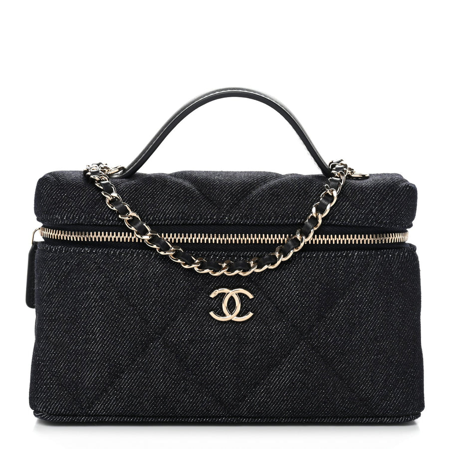 Chanel Denim Quilted Top Handle Slim