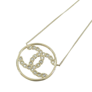 Chanel Pendant Necklace Metal Gold Clear