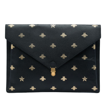 Gucci Calfskin Bee Star Portfolio Clutch