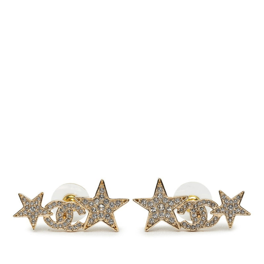 Chanel Cc Logo Star Earrings Gold-Tone