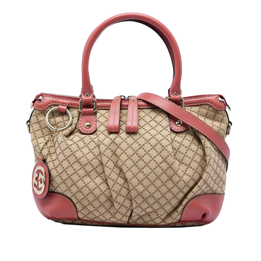 Gucci Diamante Canvas Sukey Satchel Pre-