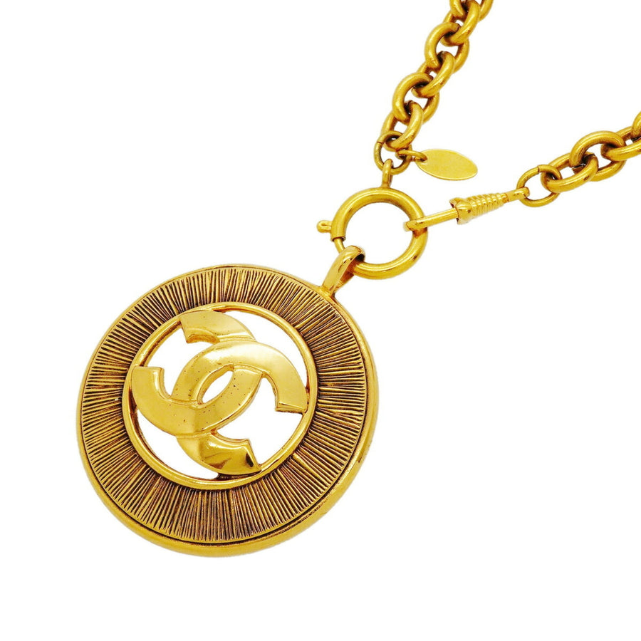 Chanel Cc Logo Circle Pendant Necklace