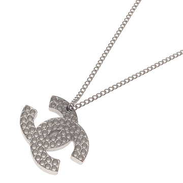 Chanel Cc Logo Pendant Necklace Silver-