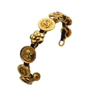 Chanel Cc Logo Flower Bracelet Gold-Tone