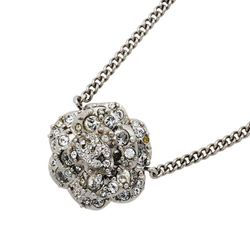 Chanel Cc Logo Pendant Necklace Silver-