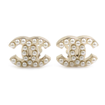 Chanel Cc Logo Clip-On Earrings Gold-