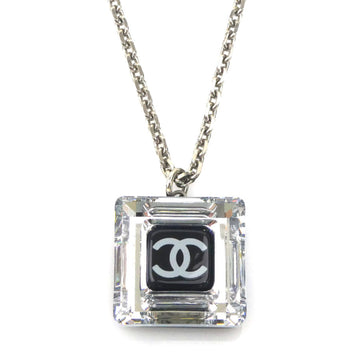 Chanel Cc Logo Pendant Necklace Silver-