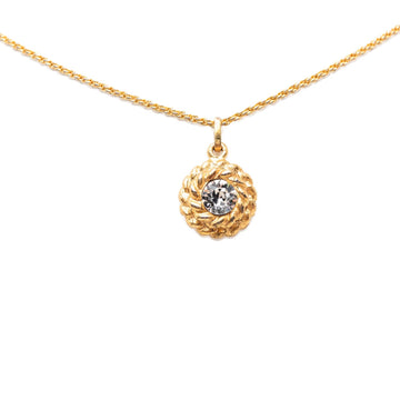 Chanel Gold Plated Crystal Round Pendant