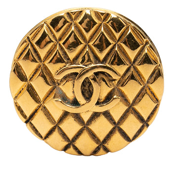 Chanel Cc Gold Plated Quilted Round