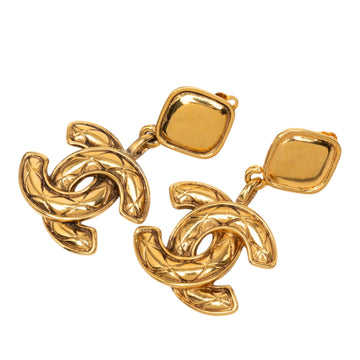 Chanel Cc Gold Plated Quilted Drop Clip