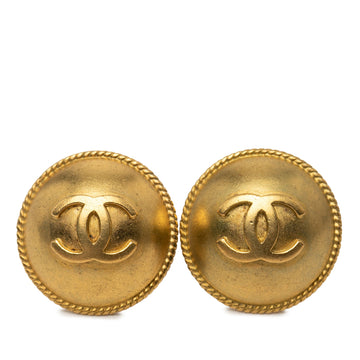 Chanel Cc Gold Plated Round Clip On
