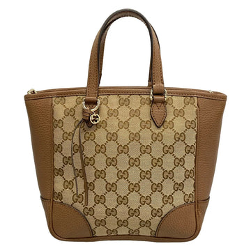 Gucci Bree Beige Canvas Leather Tote Bag