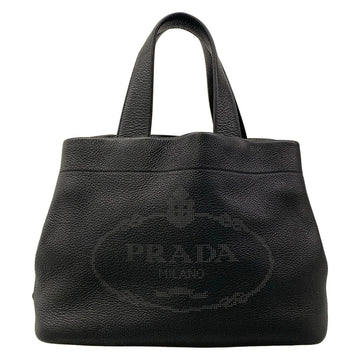 Prada Medium Leather Tote Bag Black