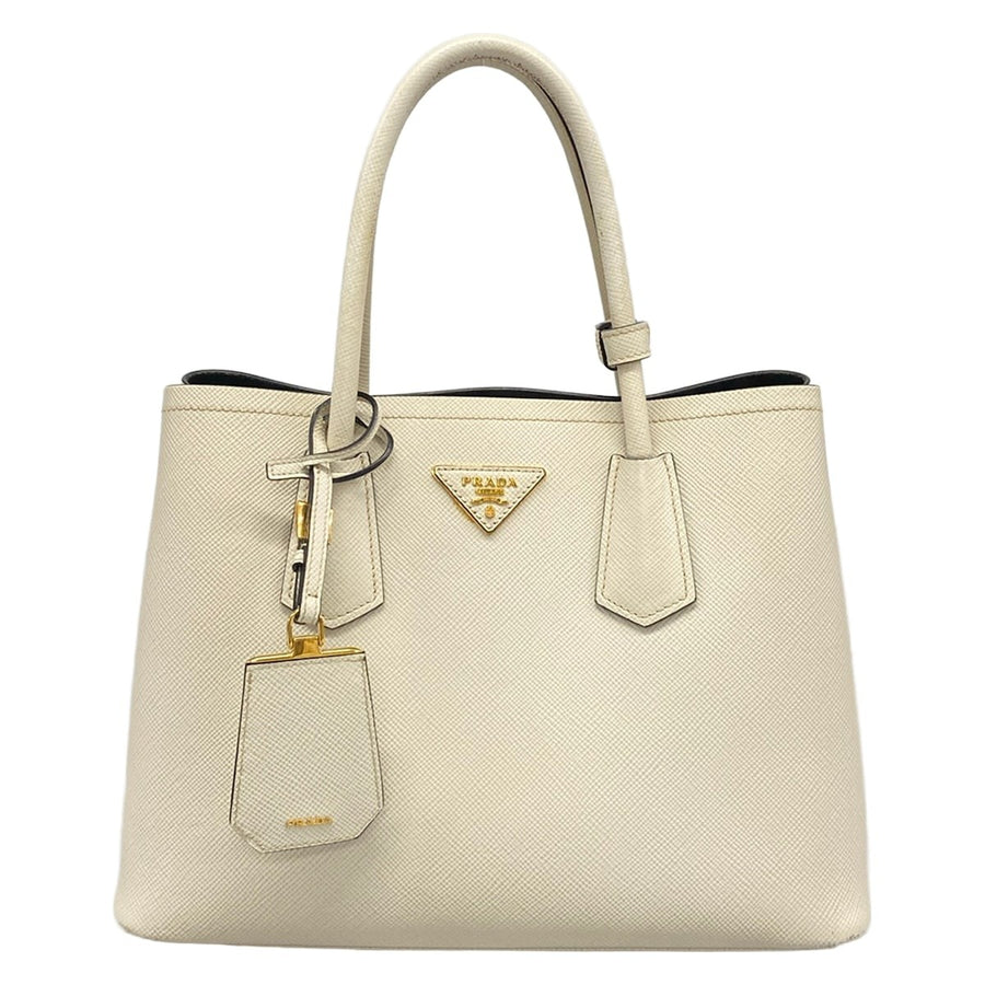 Prada Double Small Bag Cream Leather