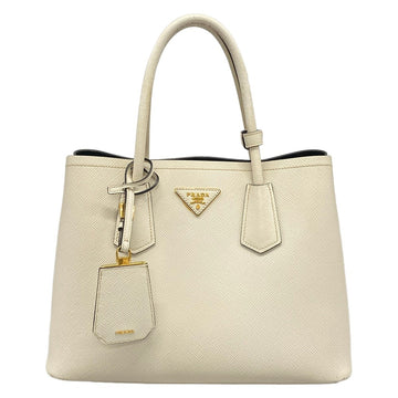 Prada Double Small Bag Cream Leather