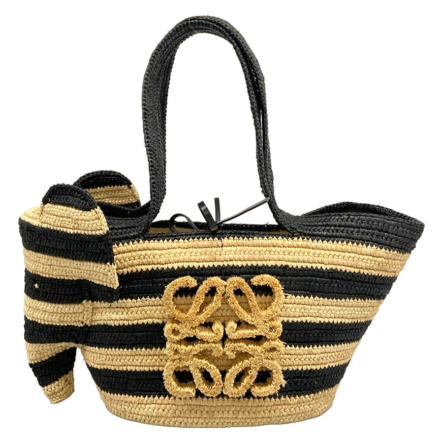 Loewe Elephant Basket Bag Beige Black