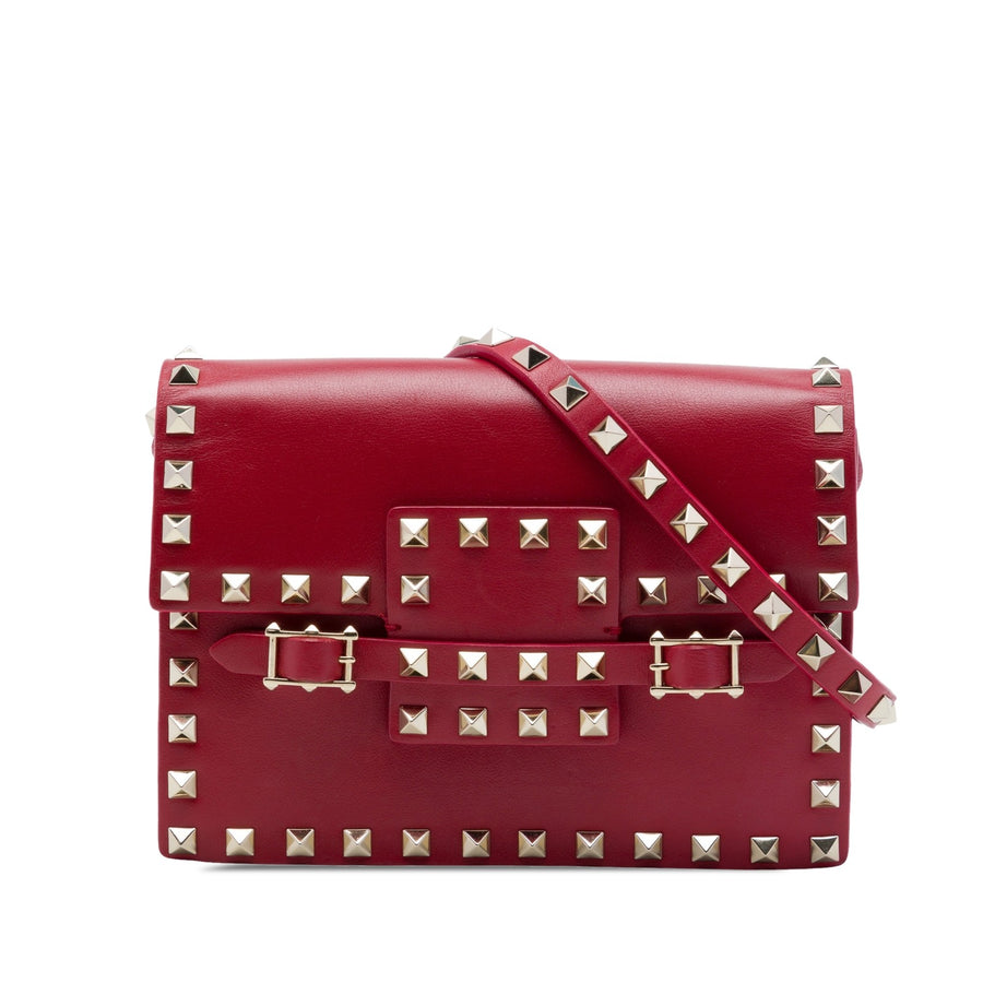 Valentino Calfskin Rockstud Buckled Flap
