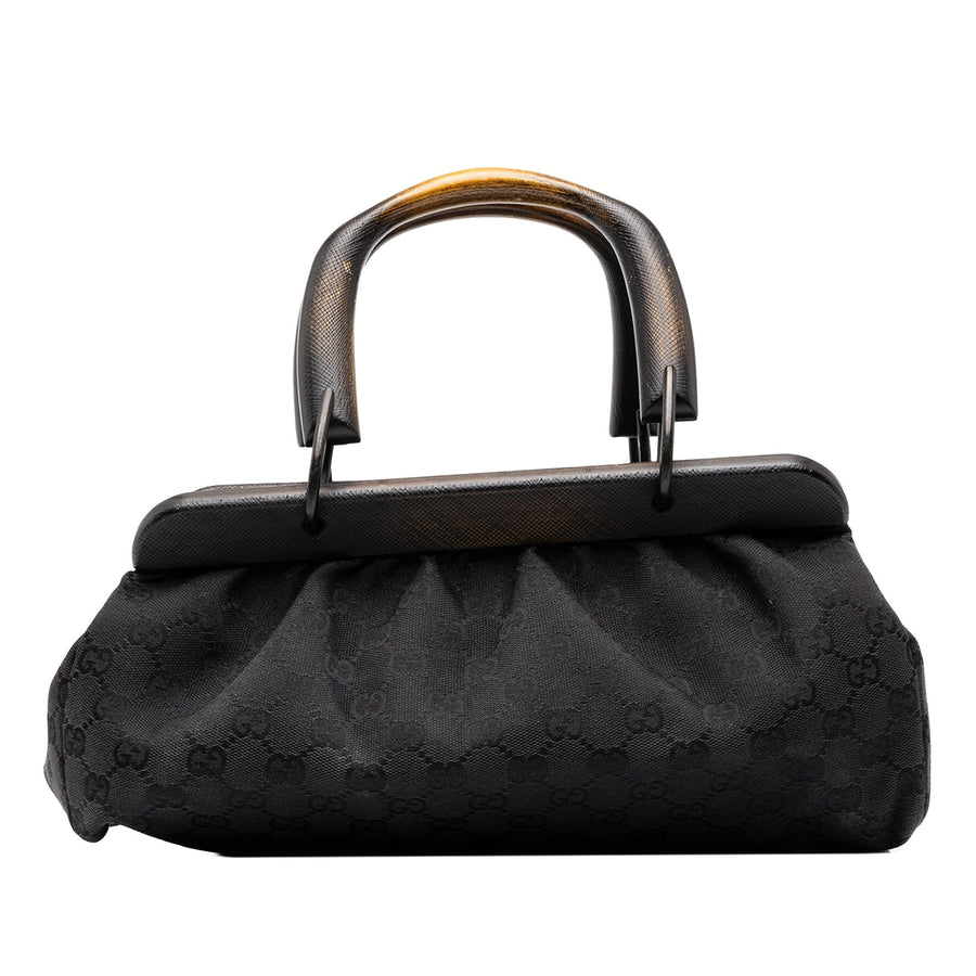 Gucci Gg Canvas Wood Frame Handbag Pre-