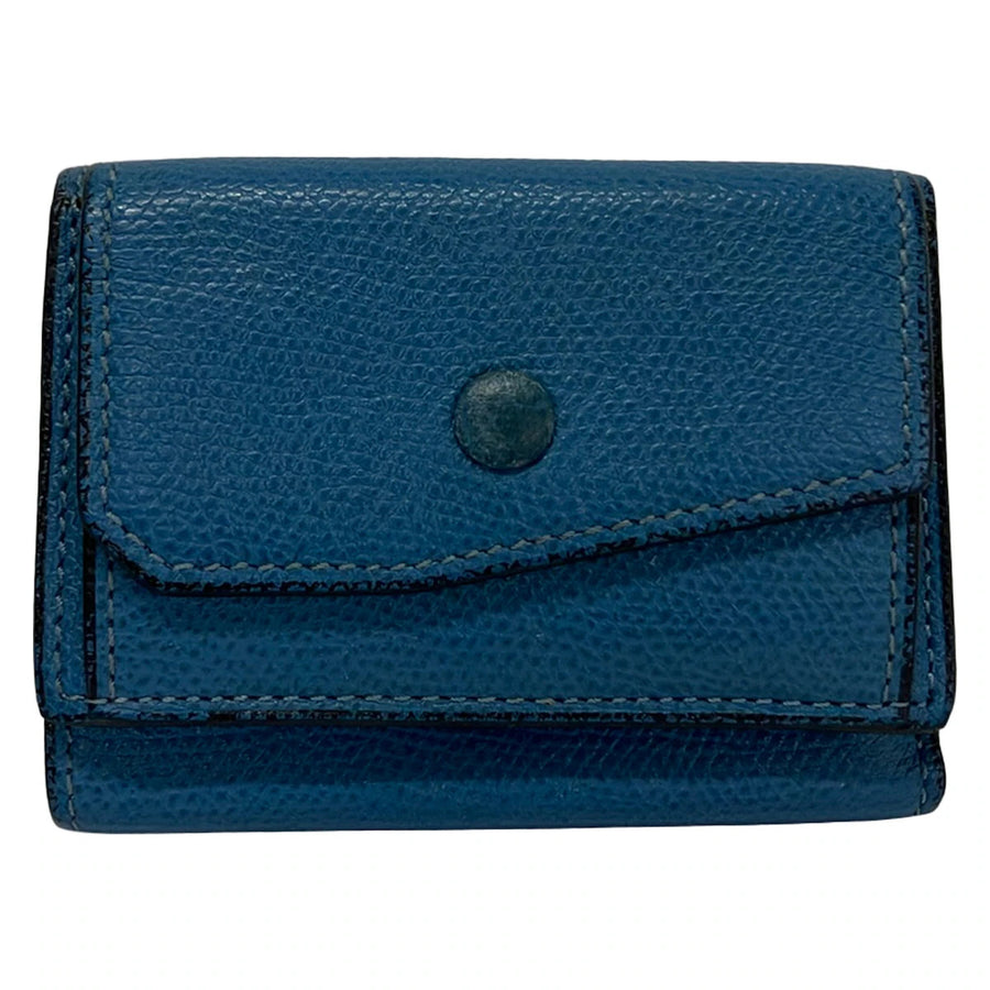 Valextra Blue Leather Trifold Wallet