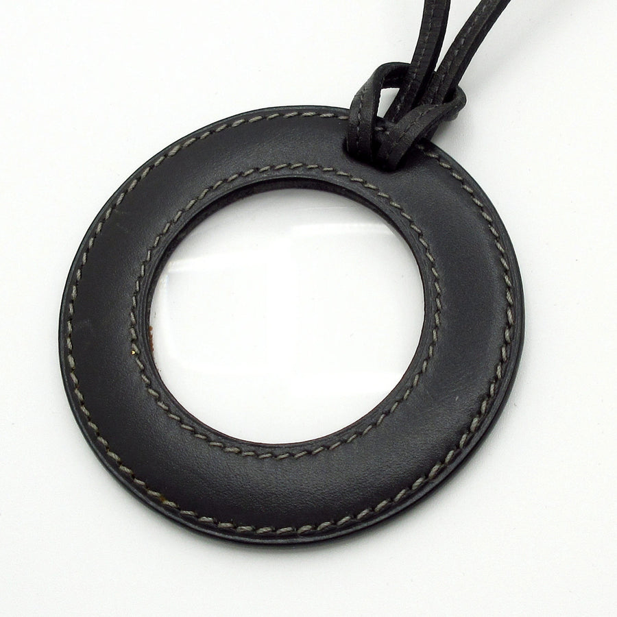 Hermes Dark Gray Leather Necklace