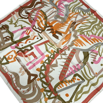 Hermes Carre 90 Cream Beige Multi Scarf