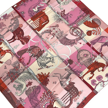 Hermes Carre 90 Pink Red Multi Scarf