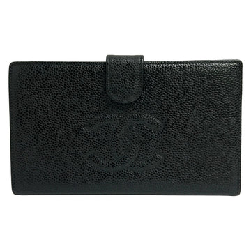 Chanel Black Calfskin Long Wallet Gold