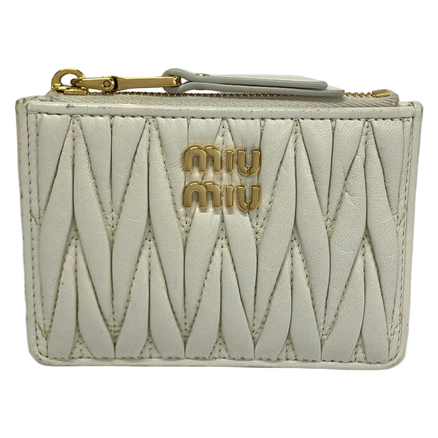 Miumiu Matelasse Cream Leather Coin Case