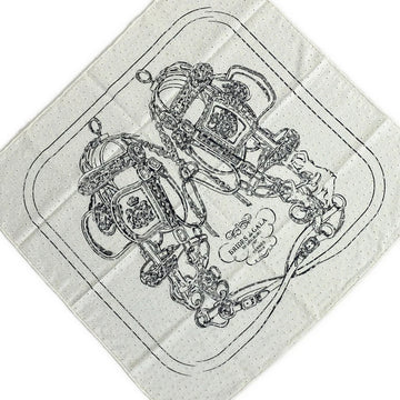 Hermes Carre 70 White Black Scarf