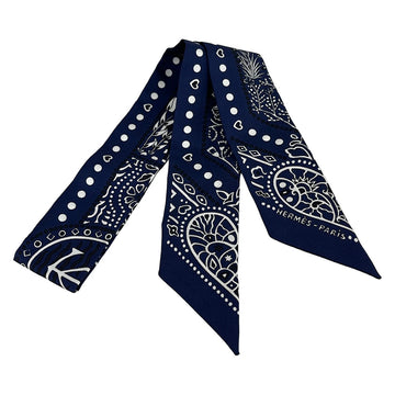 Hermes Twilly Navy White Black Scarf