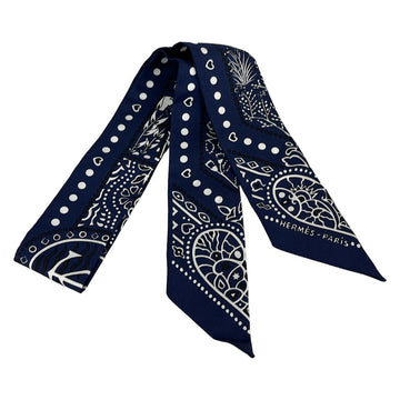 Hermes Twilly Navy White Black Scarf