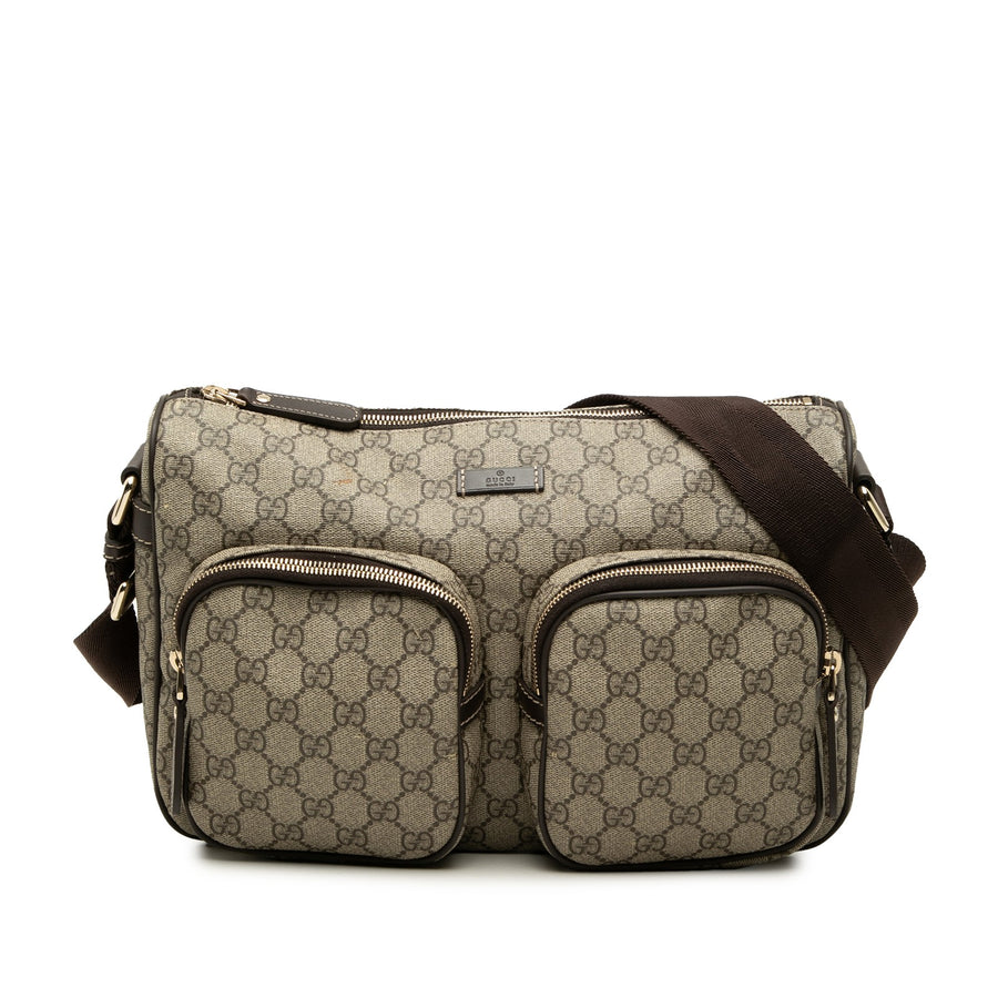 Gucci Gg Supreme Double Pocket Crossbody