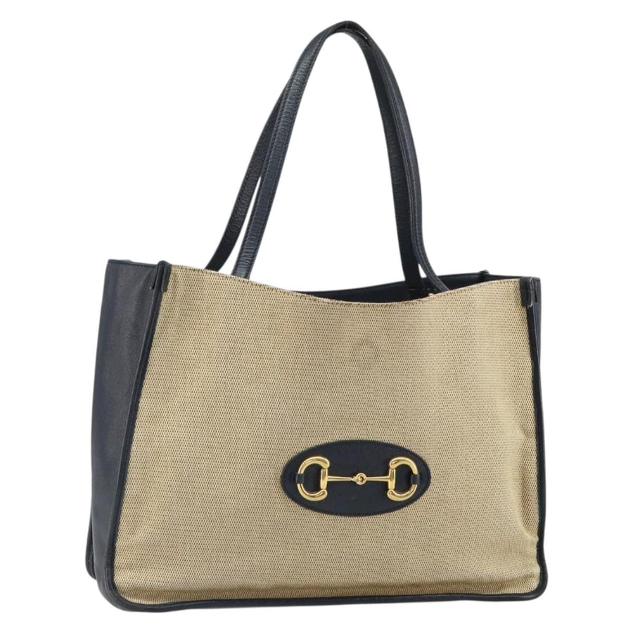 Gucci Horsebit Tote Bag Canvas Beige