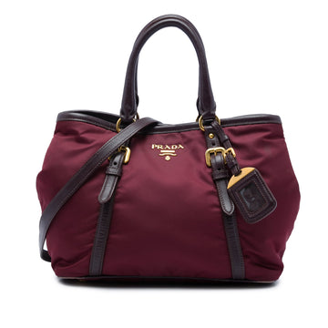 Prada Soft Calf Trimmed Tessuto Satchel