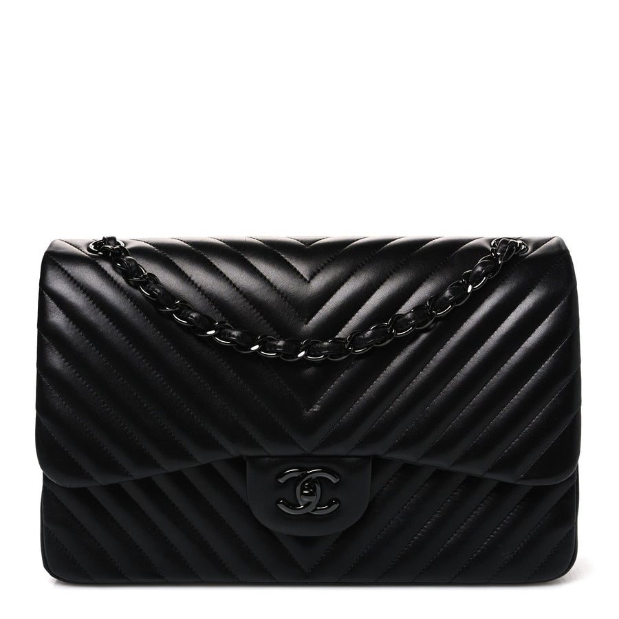 Chanel Lambskin Chevron Quilted Jumbo