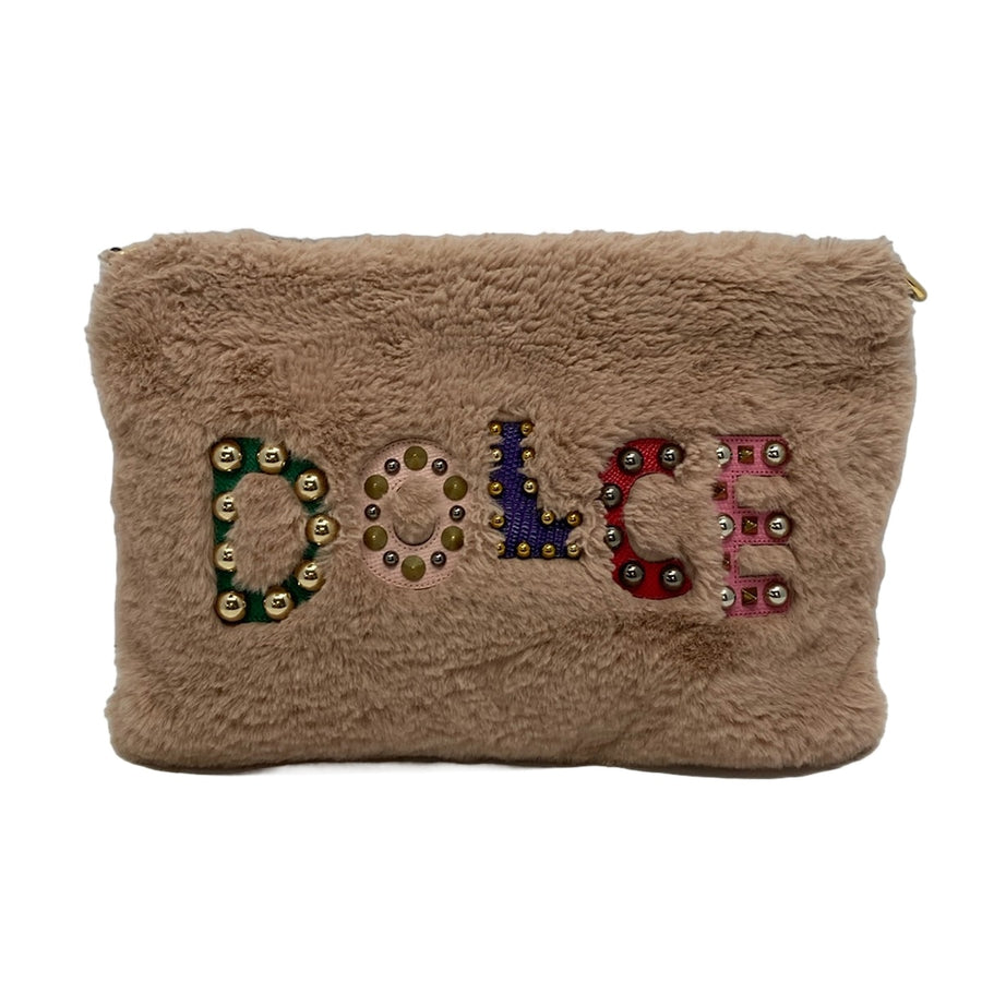 Dolce&Gabbana Clutch Bag Beige Fake Fur