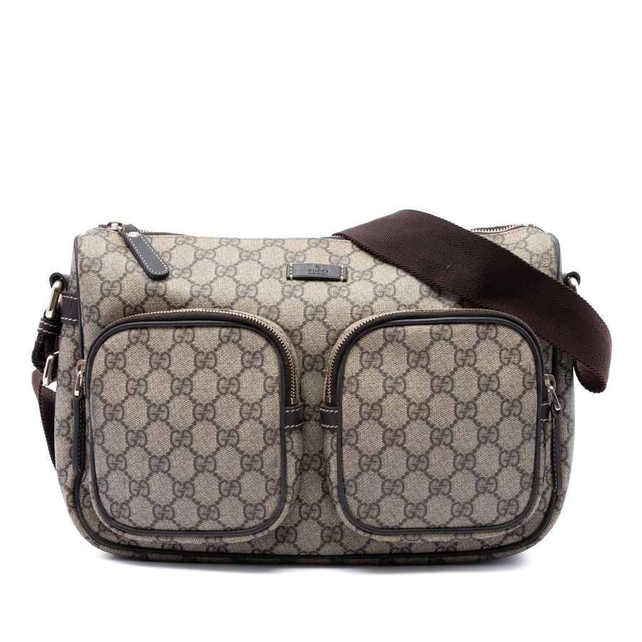 Gucci Gg Supreme Double Pocket Crossbody