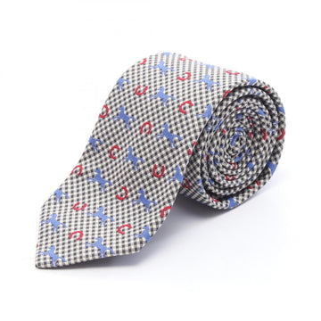 Hermes All Over Print Tie Silk Black
