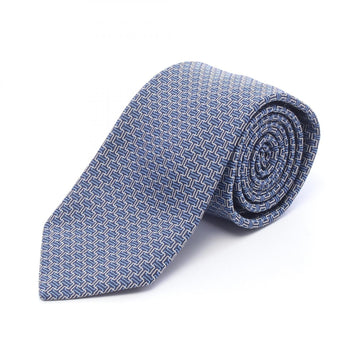Hermes All Over Print Tie Silk Blue Navy