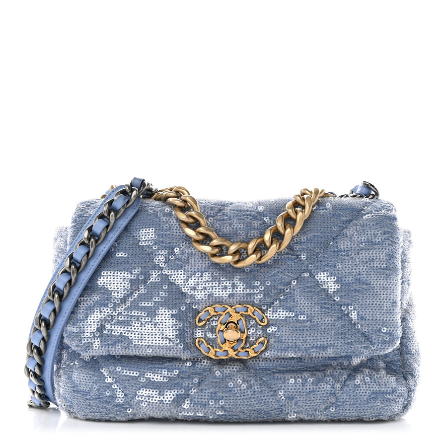 Sequin Quilted Medium Chanel 19 Flap