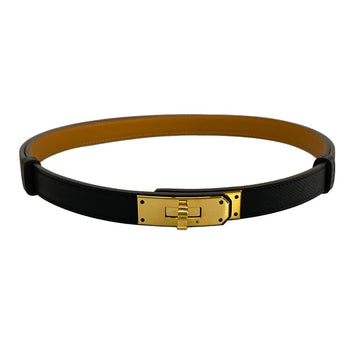 Hermes Kelly Black Veau Epsom U Belt