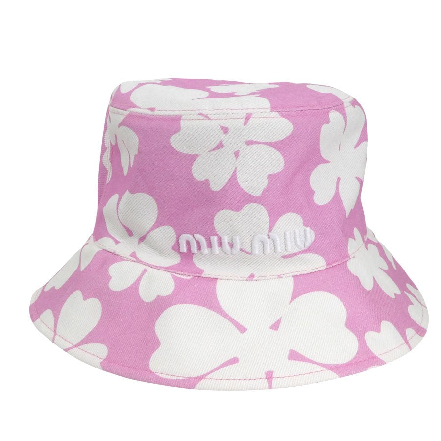 Miumiu Hat Bucket Pink/White Cotton