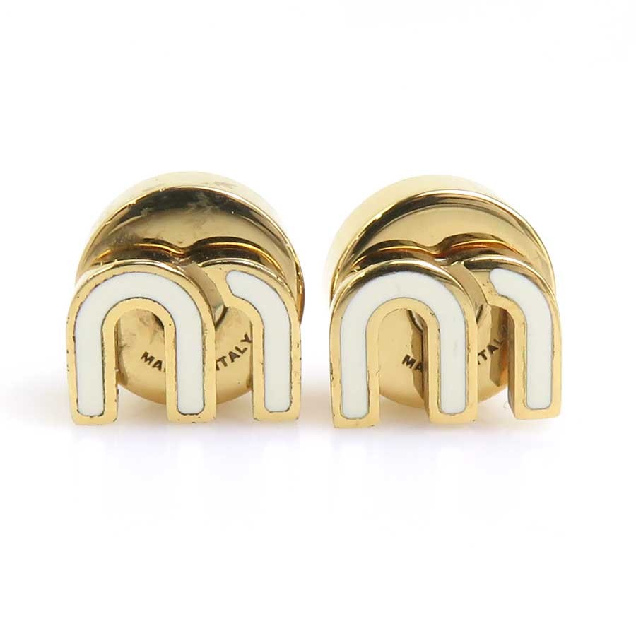 Miumiu Pierce Earrings White/Gold