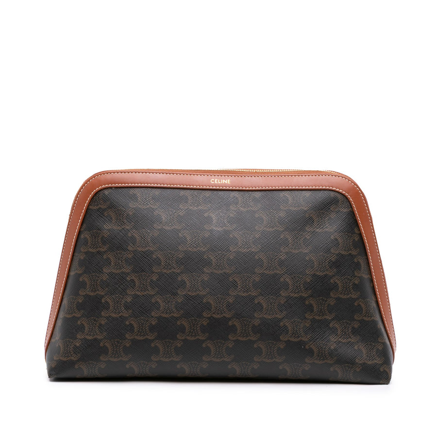 Celine Triomphe Coated Canvas Clutch